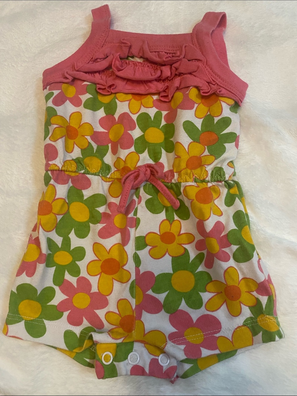 Kidgets Pink, Yellow & Green Floral Romper